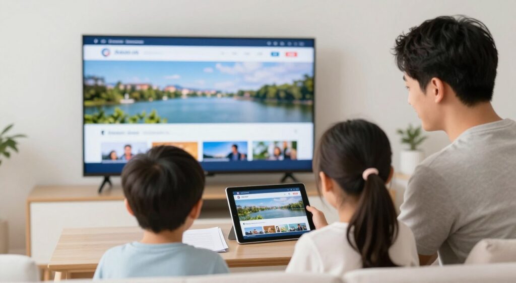 Family comparing Irish television package channels and contract terms