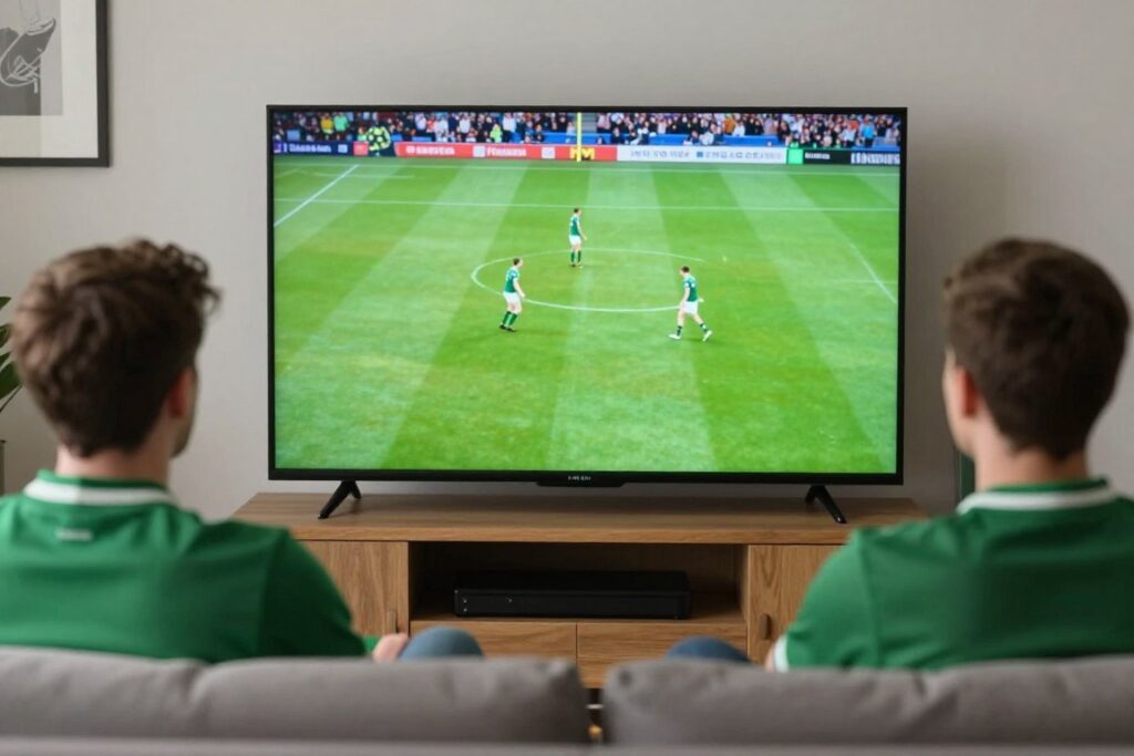 Irish sports fan watching a licensed live channel at home