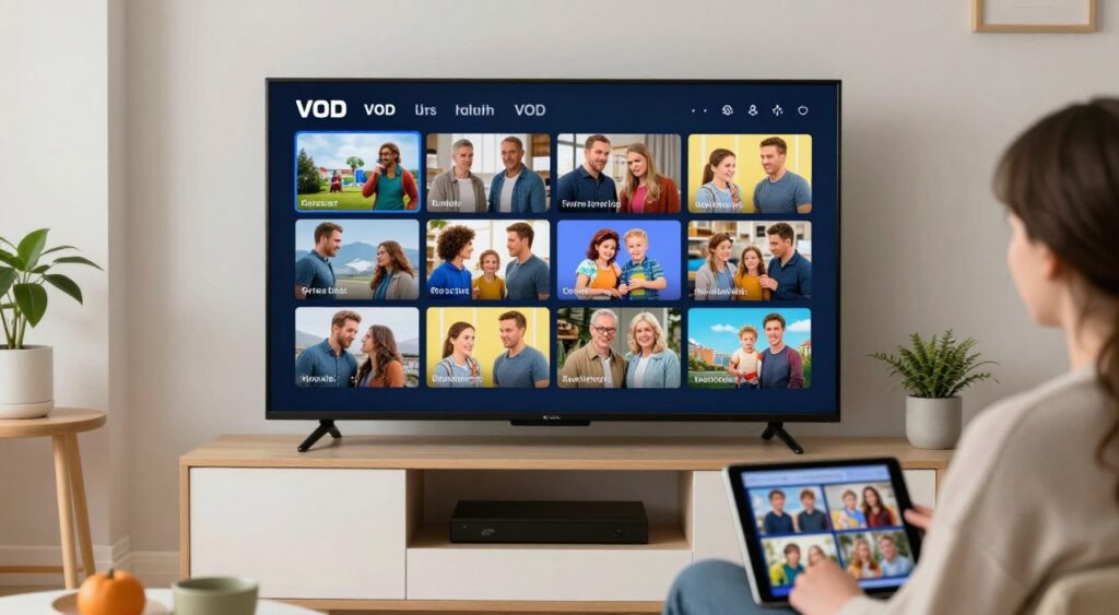 Irish viewer comparing live channels and VOD content
