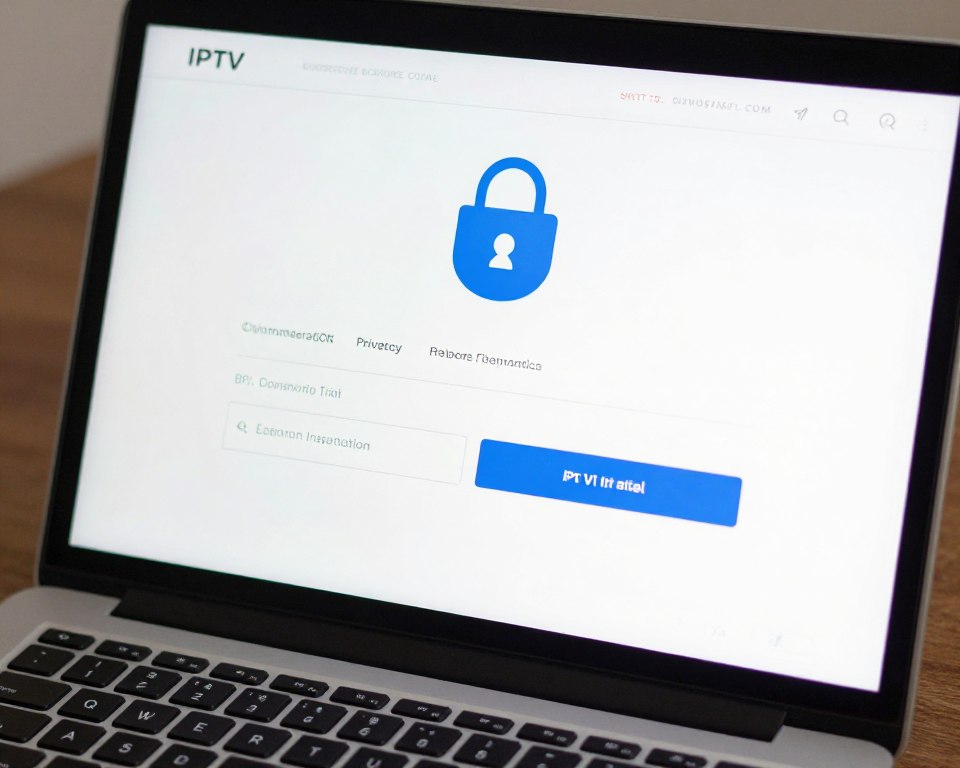 secure IPTV trial payment and privacy check on a laptop